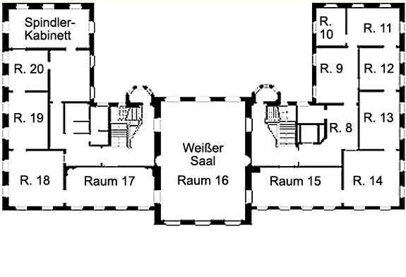 Bild: Grundriss des Obergeschosses von Schloss Fantaisie